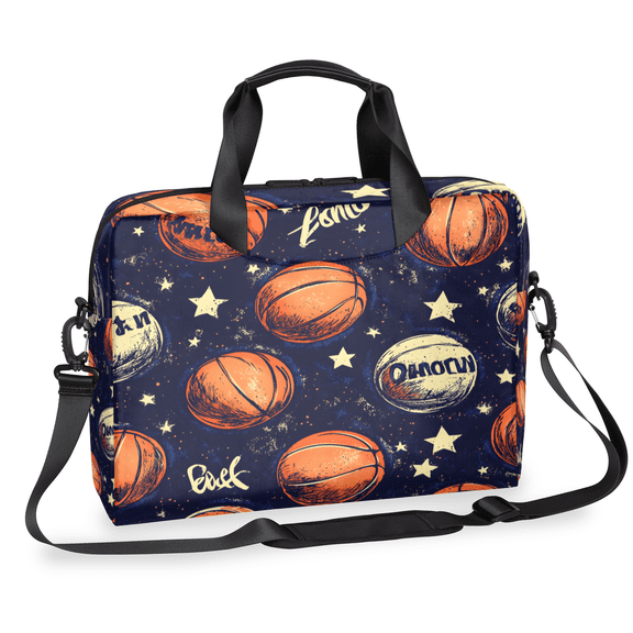 Herdesigns Retro Basketball Laptop Bag for Women Men, Computer Case Briefcase Messenger Bags, 15-15.6 inch Laptop Sleeve Shoulder Bag