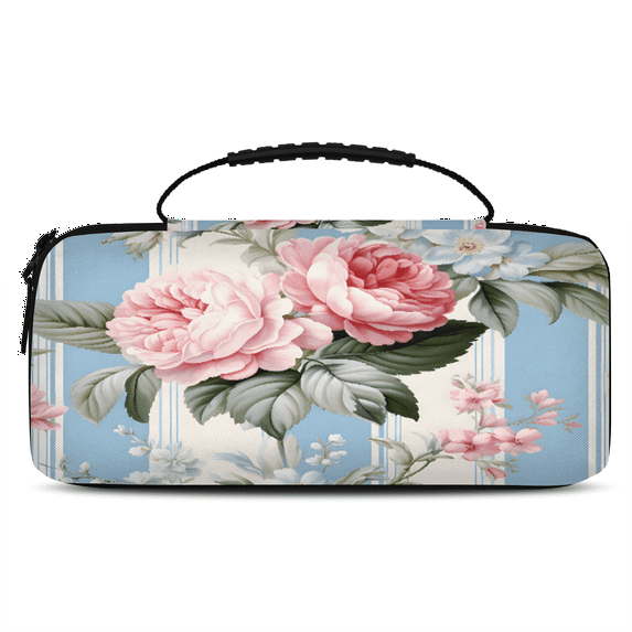 Herdesigns Retro Flowers Carrying Case for Nintendo Switch OLED Model 2021 & Switch 2017 with 20 Game Card Slots, Portable Travel Carry Case for Accessories and Console