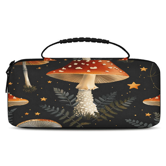 Herdesigns Retro Mushroom Carry Case Compatible with Nintendo Switch 2, with 20 Game Card Slots, Forest Flowers Plants Portable Travel Carrying Case Pouch for Accessories & Games
