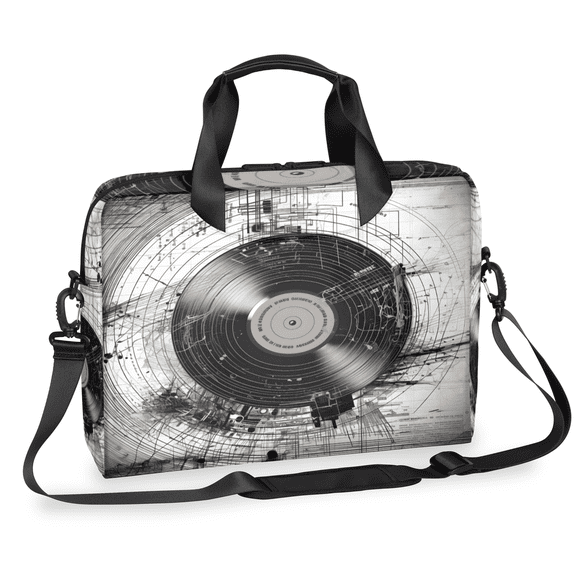 Herdesigns Retro Music Laptop Bag for Women Men, Computer Case Briefcase Messenger Bags, 15-15.6 inch Laptop Sleeve Shoulder Bag