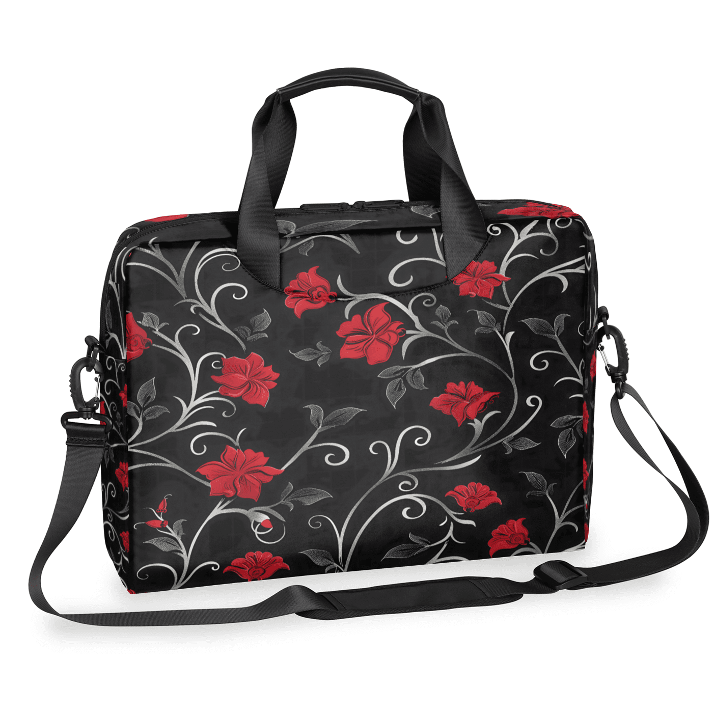 Herdesigns Retro Rad Floral Laptop Bag for Women Men, Computer Case Briefcase Messenger Bags, 15-15.6 inch Laptop Sleeve Shoulder Bag