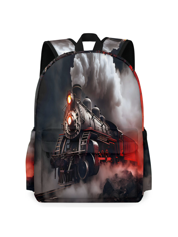 Retro Steam Train Backpack for Men Women Large Capacity Laptop Backpack Casual Daypack for Work Travel