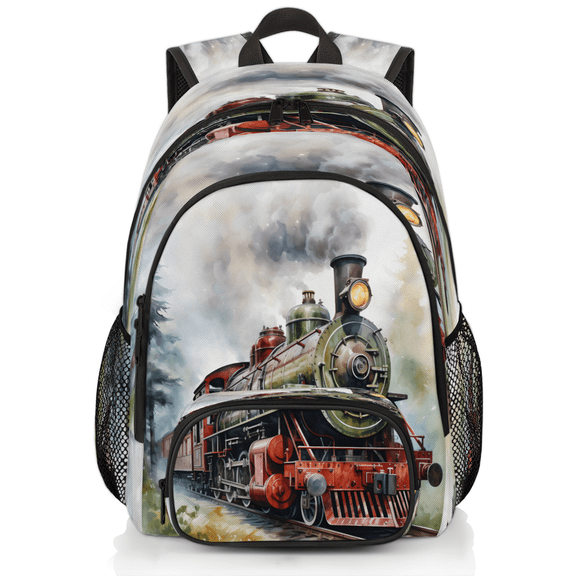Herdesigns Retro Steam Train Laptop Backpack for Women Men, 18.3 Inch Travel Work Backpacks, Vintage Old Train Waterproof Computer Casual Daypack Nurse Teacher Bags