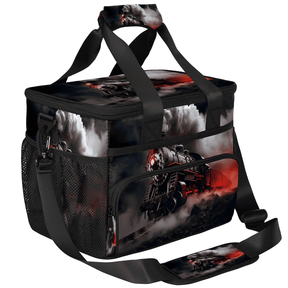 Herdesigns Retro Steam Train Large Lunch Box for Adults Women Men with Adjustable Shoulder Strap, Insulated Reusable Lunch Bag Leakproof Cooler Tote Bag