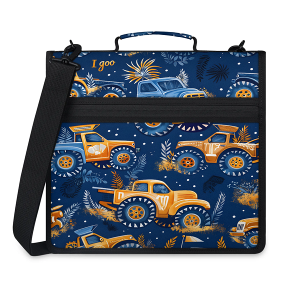 Herdesigns Off Road Vehicles Zipper Binder 1.5 Inch 3 D-Rings with Shoulder Strap & Handle, Waterproof Cool Car Binder Organizer Bag for 13 Inch Laptop