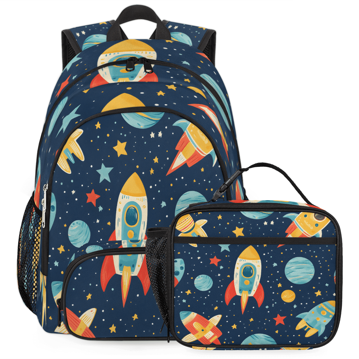 Herdesigns Rocket Backpack with Lunch Box Galaxy Star Lightweight Large ...