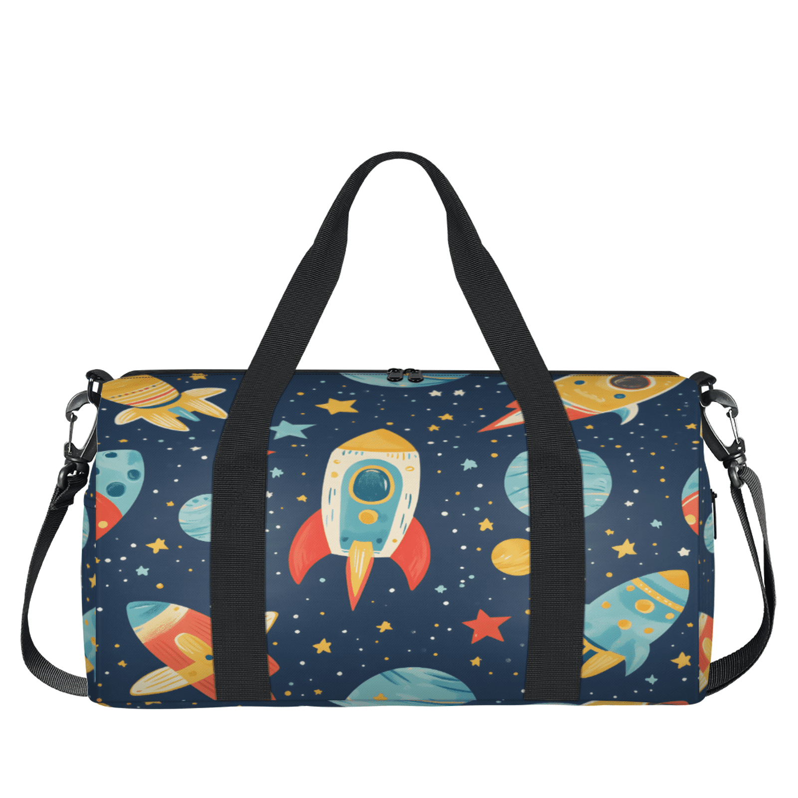 Herdesigns Rocket Gym Bag for Women, Duffle Bag for Travel Sport, Galaxy Star Lightweight Waterproof Carry on Weekender Dance Yoga Workout Bags