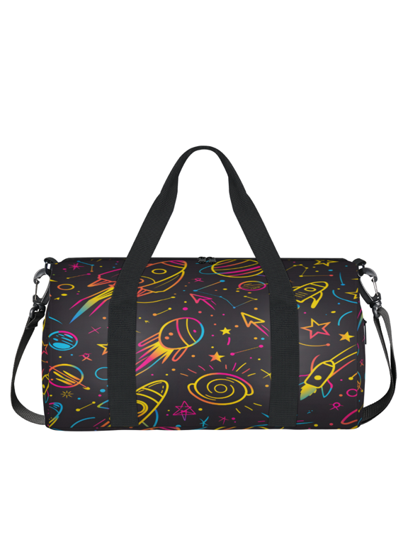 Rocket Planets Gym Bag for Women, Duffle Bag for Travel Sport, Outer Space Lightweight Waterproof Carry on Weekender Dance Yoga Workout Bags