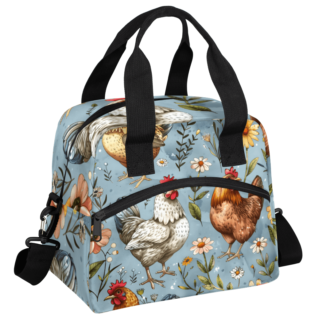 Herdesigns Rooster Insulated Lunch Bag for Women Men Adults Large Reusable Lunch Box Cock Leakproof Cooler Tote Bags with Adjustable Shoulder Strap