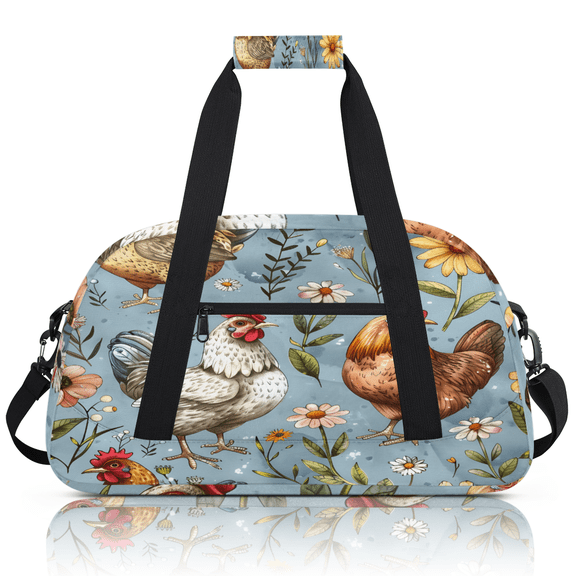 Herdesigns Rooster Sports Duffle Bag for Women & Men, Cock Gym Bag Dance Bag Overnight Bag Carry On Weekender Travel Bag