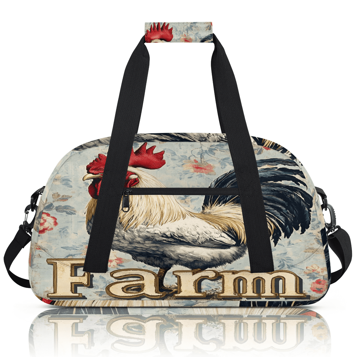 Herdesigns Roosters And Chickens Sports Duffle Bags Travel Duffle Bag Gym Bag Flower Weekender Travel Bag Waterproof Overnight Bag Carry On Travel Tote Bag Dance Bags