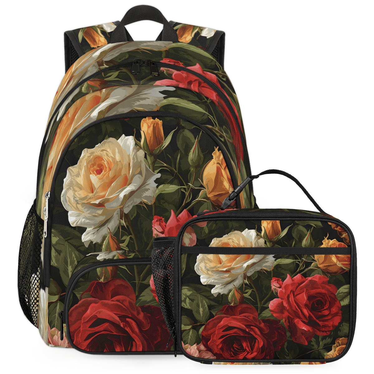 Floral Casual Backpack, Lightweight Polyester Daypack for School Work Travel Blue Floral Flowers Travel Laptop Backpack Casual Daypack  main image 2
