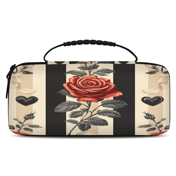 Herdesigns Rose Carry Case Compatible with Nintendo Switch OLED Model 2021/Switch 2017, Flowers Protective Travel Switch Carrying Case with 20 Game Card Slots for Switch Console & Accessories