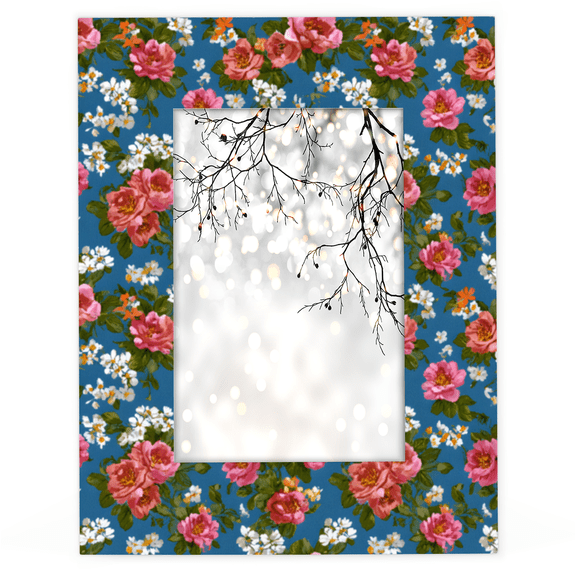 Herdesigns Rose Floral 4x6 Picture Frame Spring Flowers Wood Photo Frame Table Display or Wall Hanging Decoration for Vertical or Horizontal Display