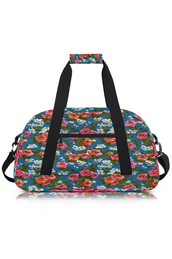 Rose Floral Duffle Bag for Women & Men, Spring Flowers Gym Bag Dance Bag Overnight Bag Carry On Weekender Travel Bag