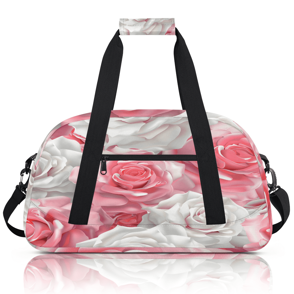 Herdesigns Rose Floral Sports Duffle Bag for Women & Men, Gym Bag Dance Bag Overnight Bag Carry On Weekender Travel Bag