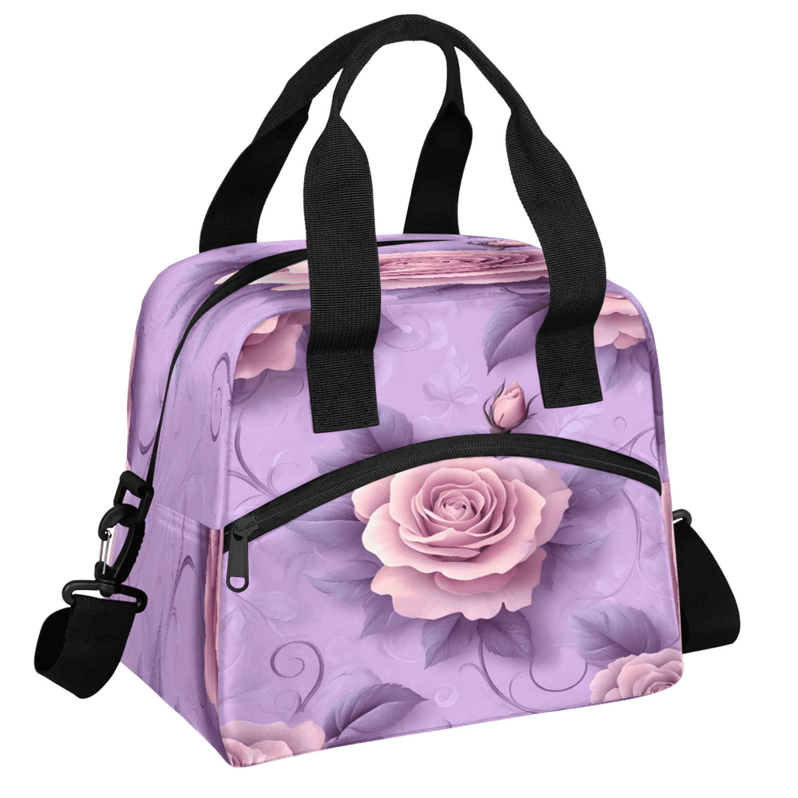 Herdesigns Rose Lunch Bag for Women Men Adult, Floral Large Insulated Reusable Lunch Box Leakproof Portable Cooler Tote Bags for Work Picnic Beach