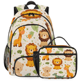 thumbnail image 1 of Herdesigns Safari Animals Backpack with Lunch Box Giraffe Lion Crocodile Lightweight Large Travel Work Laptop Backpacks Set Casual Daypacks, 1 of 8