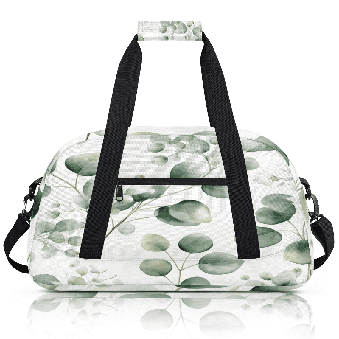 Herdesigns Sage Green Sports Duffle Bag for Women & Men, Eucalyptus Leaf Gym Bag Dance Bag Overnight Bag Carry On Weekender Travel Bag