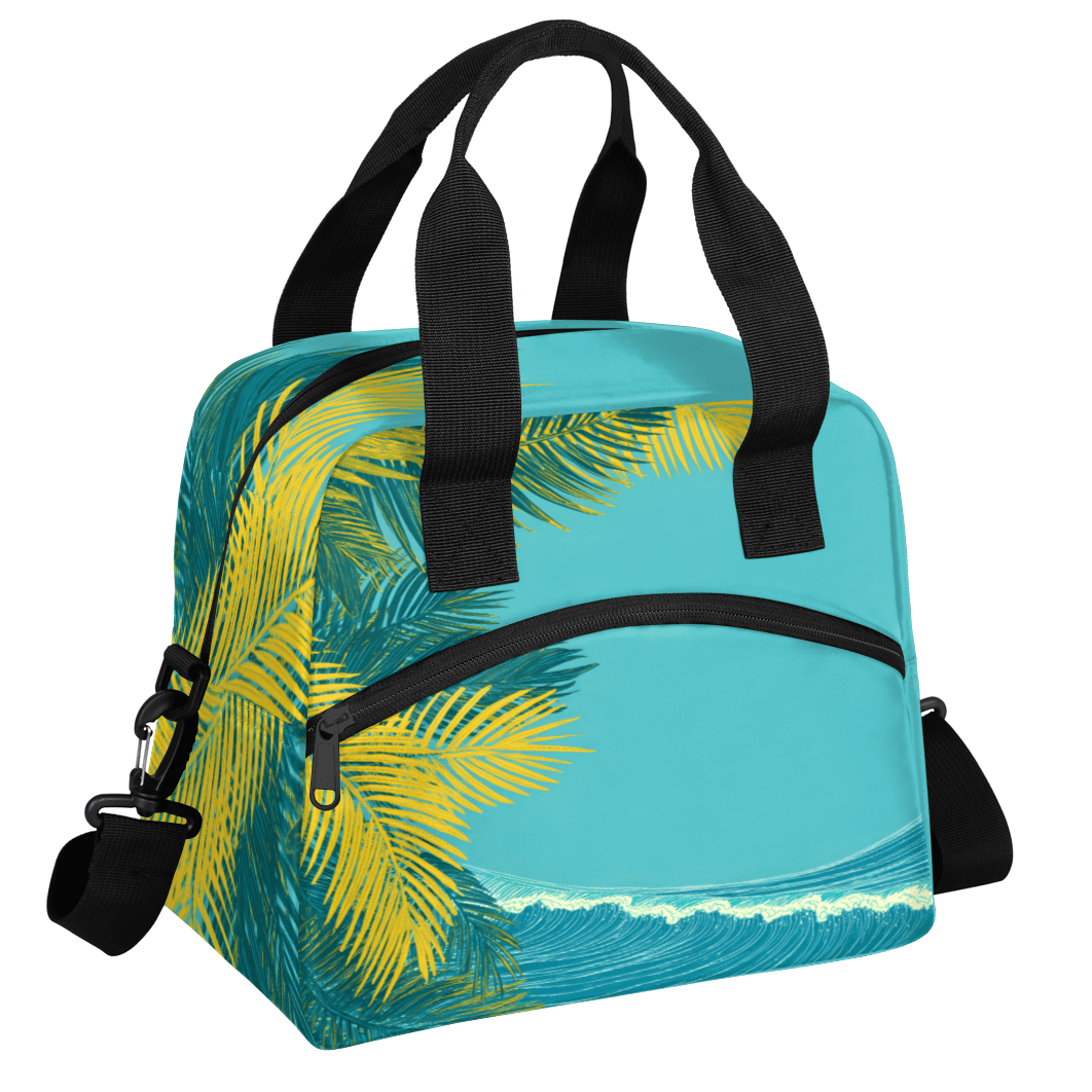 Herdesigns Sea Beach Insulated Lunch Bag for Women Men Adults Large Reusable Lunch Box Tropical Coastal Leakproof Cooler Tote Bags with Adjustable Shoulder Strap