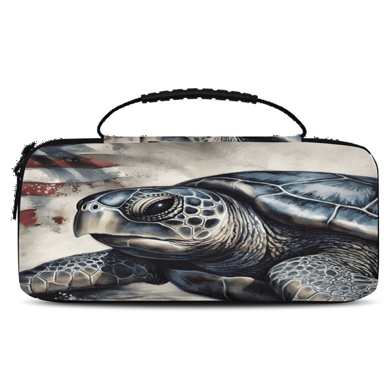 Herdesigns Sea Turtle Carry Case Compatible with Nintendo Switch 2, with 20 Game Card Slots, Vintage American Flag Portable Travel Carrying Case Pouch for Accessories & Games