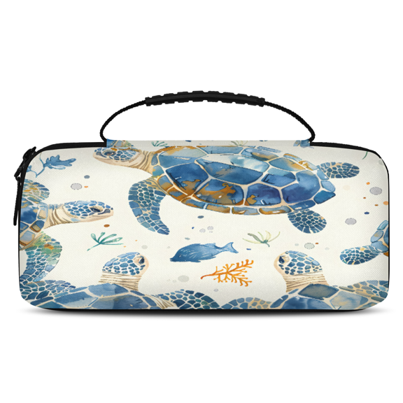 Herdesigns Sea Turtle Carry Case Compatible with Nintendo Switch 2017 & Oled 2021, with 20 Game Card Slots, Ocean Animals Portable Travel Carrying Case Pouch for Accessories & Games