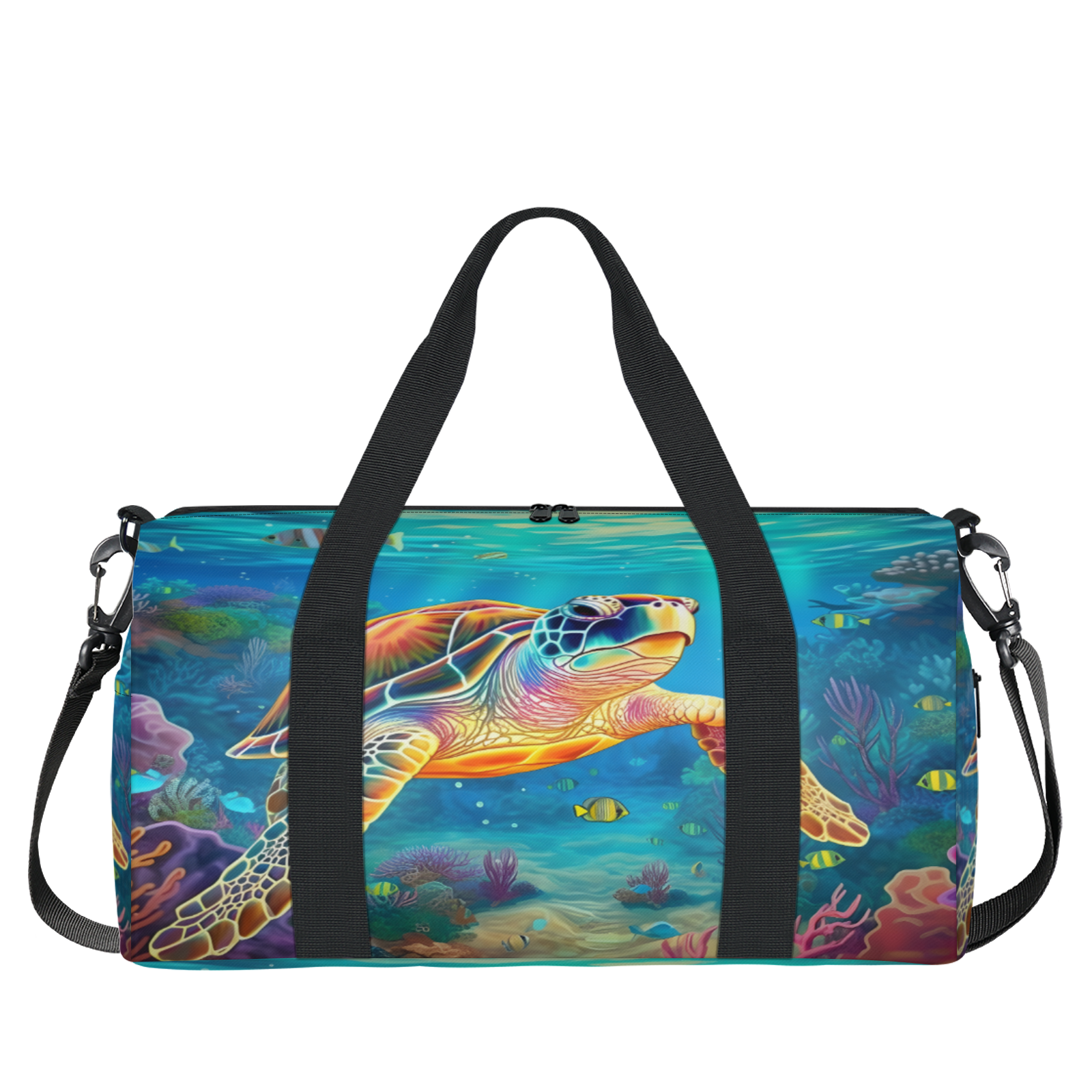 Herdesigns Sea Turtle Gym Bag for Women, Duffle Bag for Travel Sport, Ocean Nautical Lightweight Waterproof Carry on Weekender Dance Yoga Workout Bags