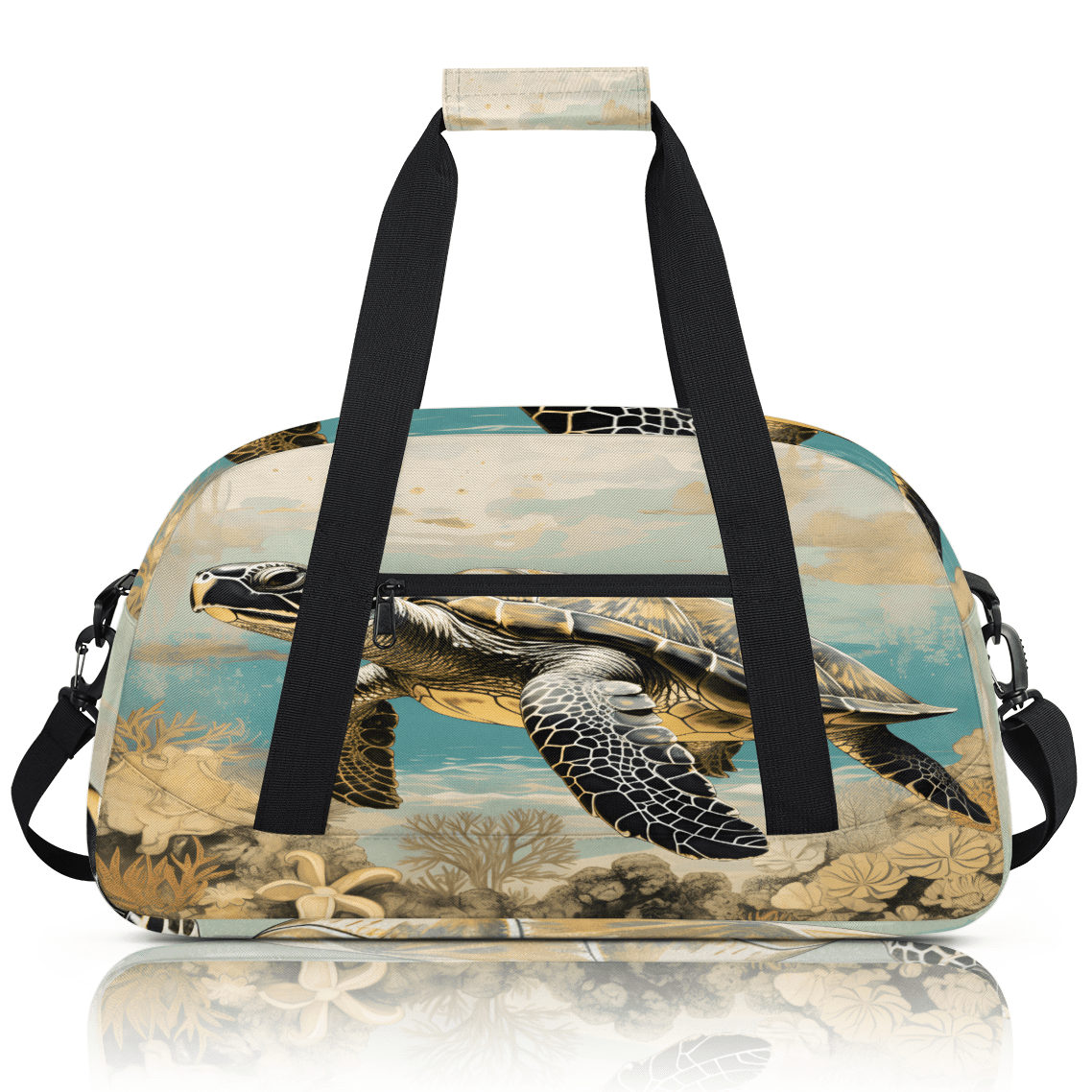 Herdesigns Sea Turtle Sports Duffle Bag for Women & Men, Vintage Sea Turtle Gym Bag Dance Bag Overnight Bag Carry On Weekender Travel Bag