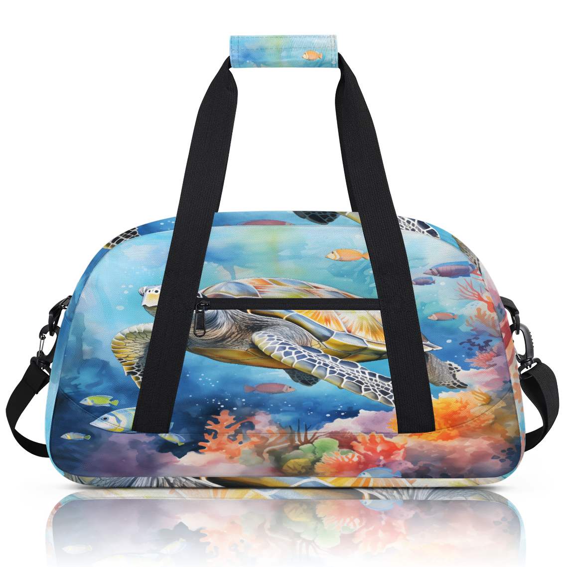 Herdesigns Sea Turtle Theme Sports Duffle Bag for Women & Men, Gym Bag Dance Bag Overnight Bag Carry On Weekender Travel Bag