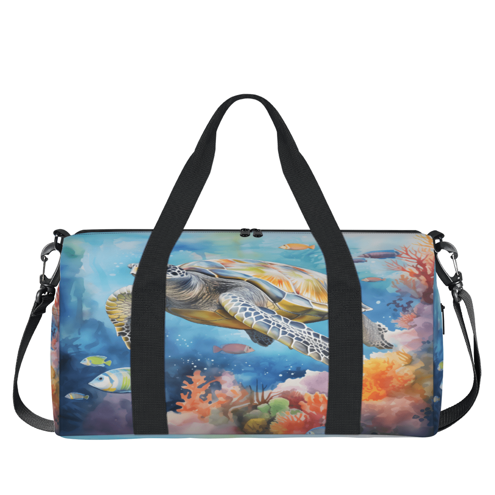 Herdesigns Sea Turtle Theme Travel Duffle Bag Sports Yoga Weekender Overnight Carry on Workout Bags Lightweight Waterproof Gym Tote Bag for Women
