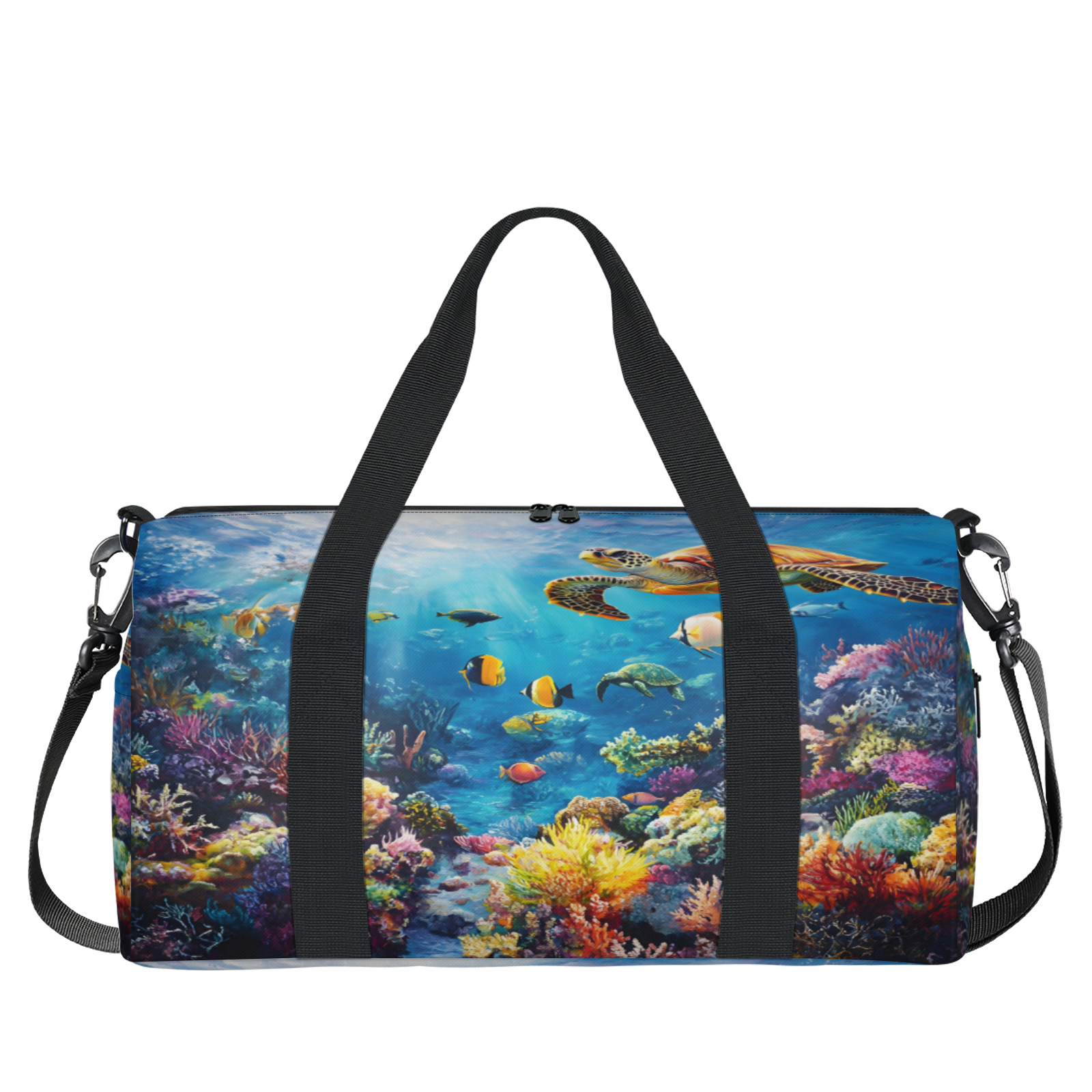 Herdesigns Sea Turtles Gym Bag for Women, Ocean Animal Duffle Bag for Travel Sport, Lightweight Waterproof Carry on Weekender Overnight Dance Yoga Workout Bags