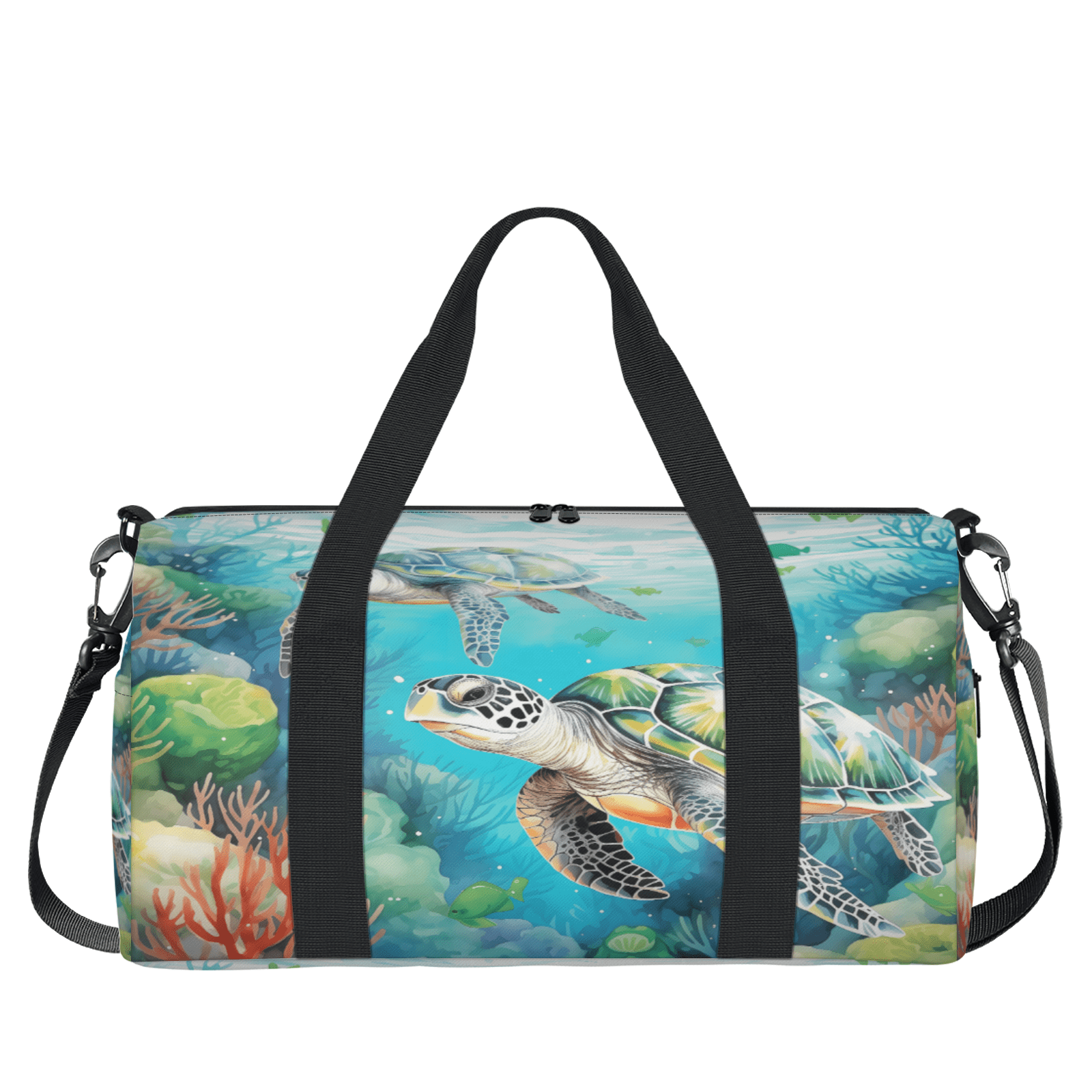 Herdesigns Sea Turtles Gym Bag for Women, Duffle Bag for Travel Sport, Lightweight Waterproof Carry on Weekender Overnight Dance Yoga Workout Bags