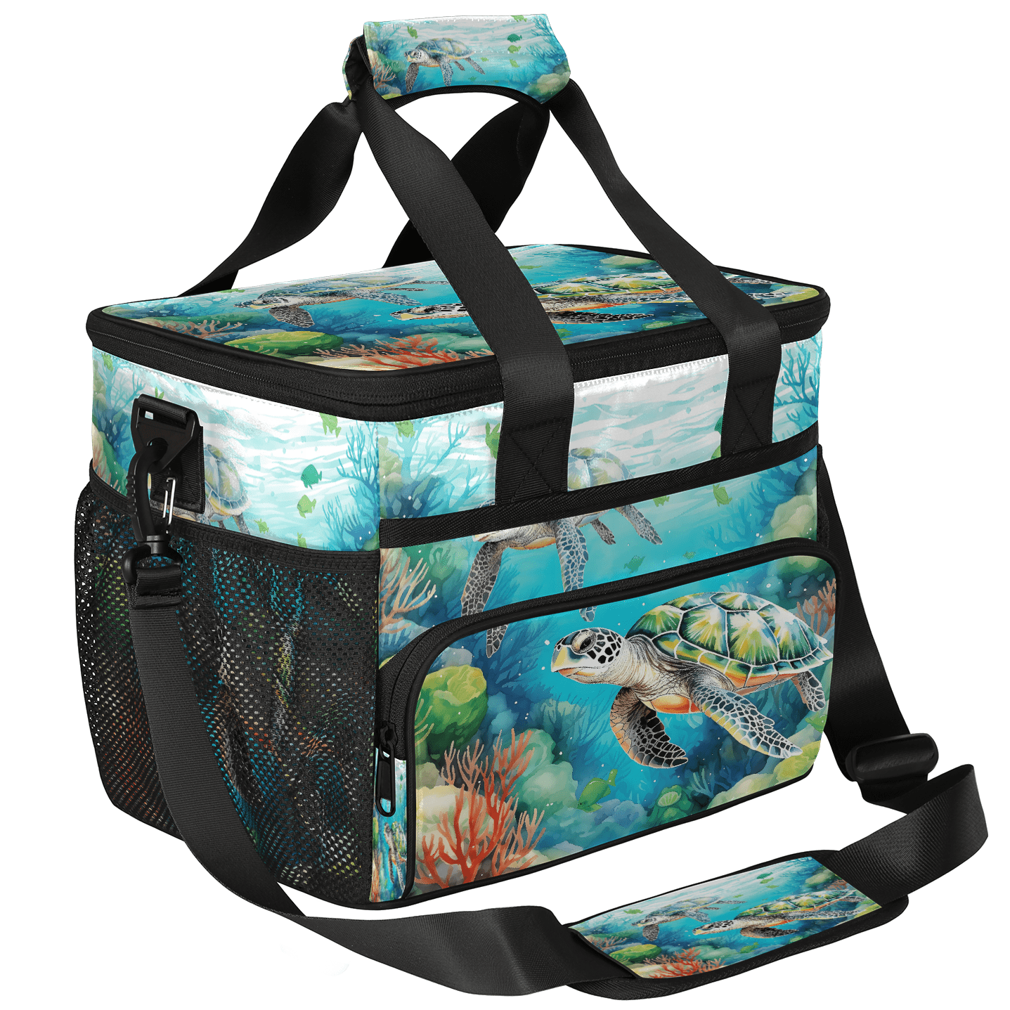 Herdesigns Sea Turtles Insulated Large Lunch Bag Lunchbox Reusable Leakproof Cooler Bags with Shoulder Strap for Adult Men Women Work Picnic