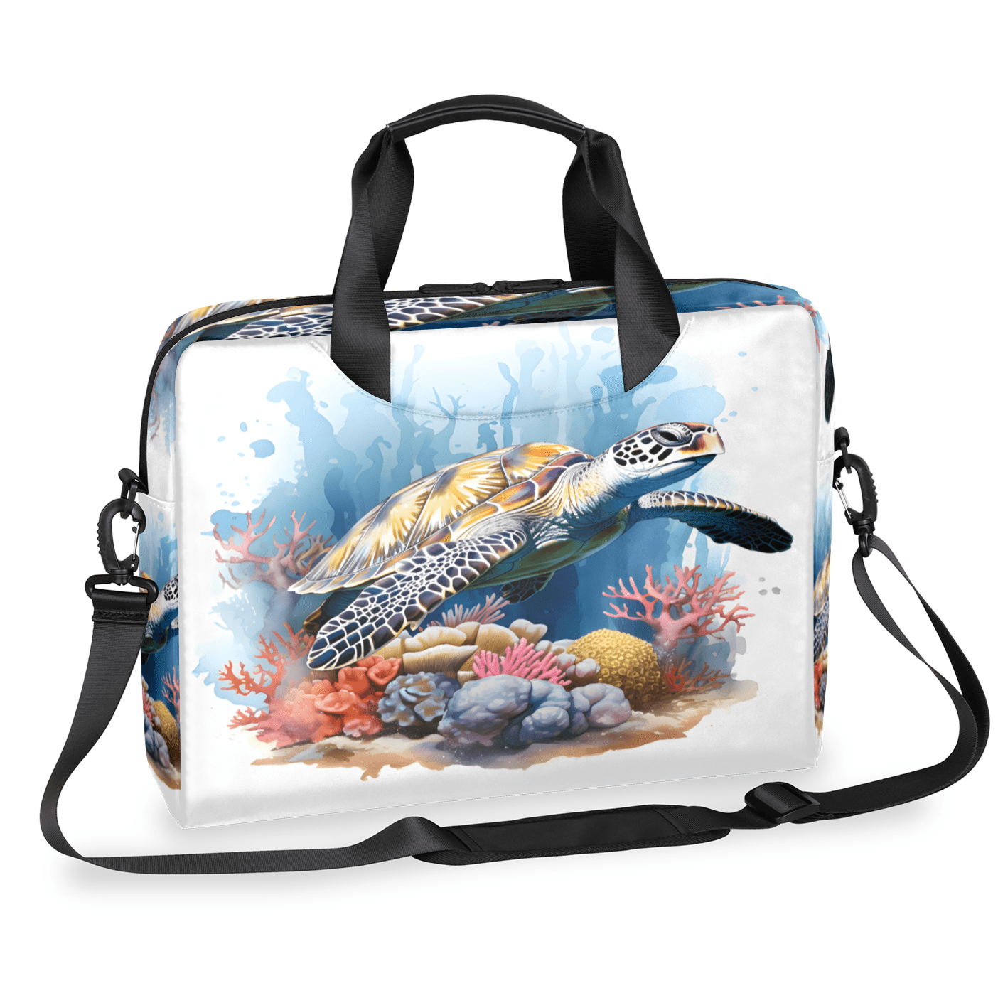 Herdesigns Sea Turtles Laptop Bag for Women Men, Computer Case Briefcase Messenger Bags, 15-15.6 inch Laptop Sleeve Shoulder Bag