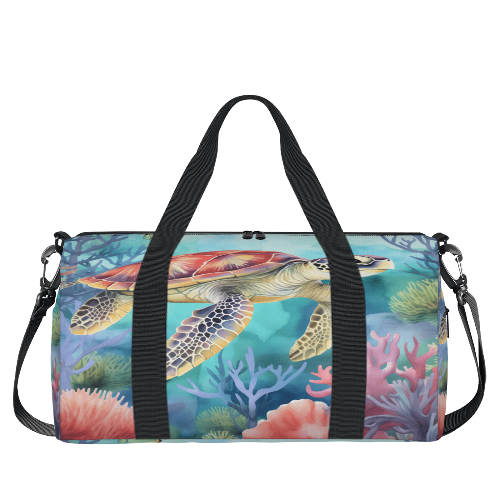 Herdesigns Sea Turtles Ocean Tortoise Gym Bag for Women, Duffle Bag for Travel Sport, Lightweight Waterproof Carry on Weekender Overnight Dance Yoga Workout Bags