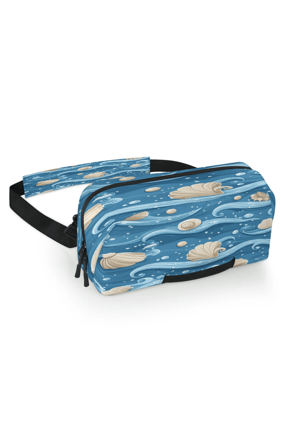 Seashell Beach Carrying Case Bag for Gaming Console, Waterproof Travel Crossbody Sling Bag Compatible with Nintendo Switch 2, Adjustable Shoulder Strap Chest Bag, Shell Theme