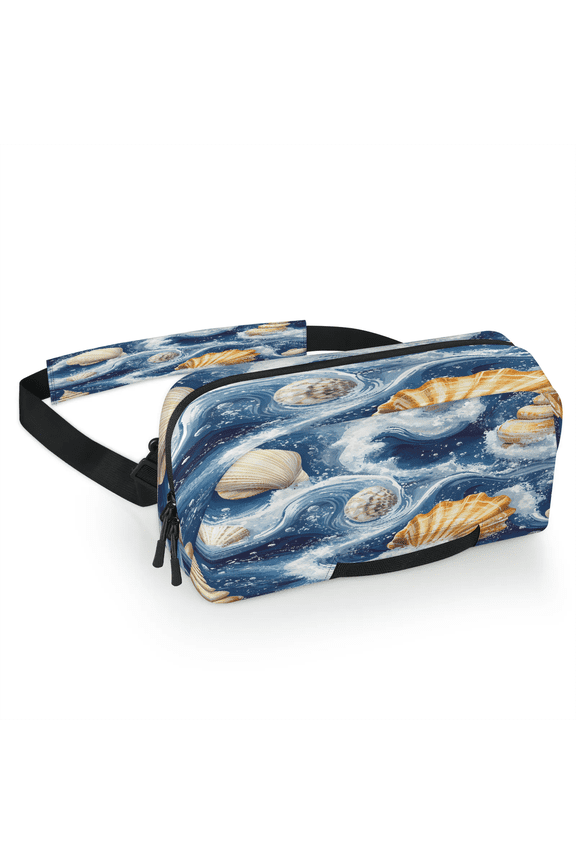 Seashell Carrying Case Bag for Gaming Console, Waterproof Travel Crossbody Sling Bag Compatible with Nintendo Switch 2, Adjustable Shoulder Strap Chest Bag, Nautical