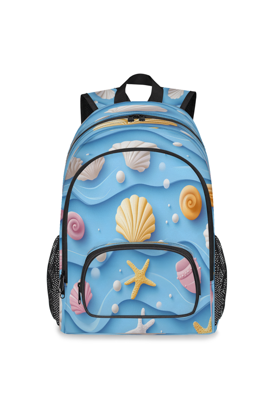Seashell Starfish Laptop Backpack for Women Men, 18.3 Inch Nautical Coastal Large Computer Backpacks Fashion Teacher Nurse Bag Casual Daypack for Work Travel