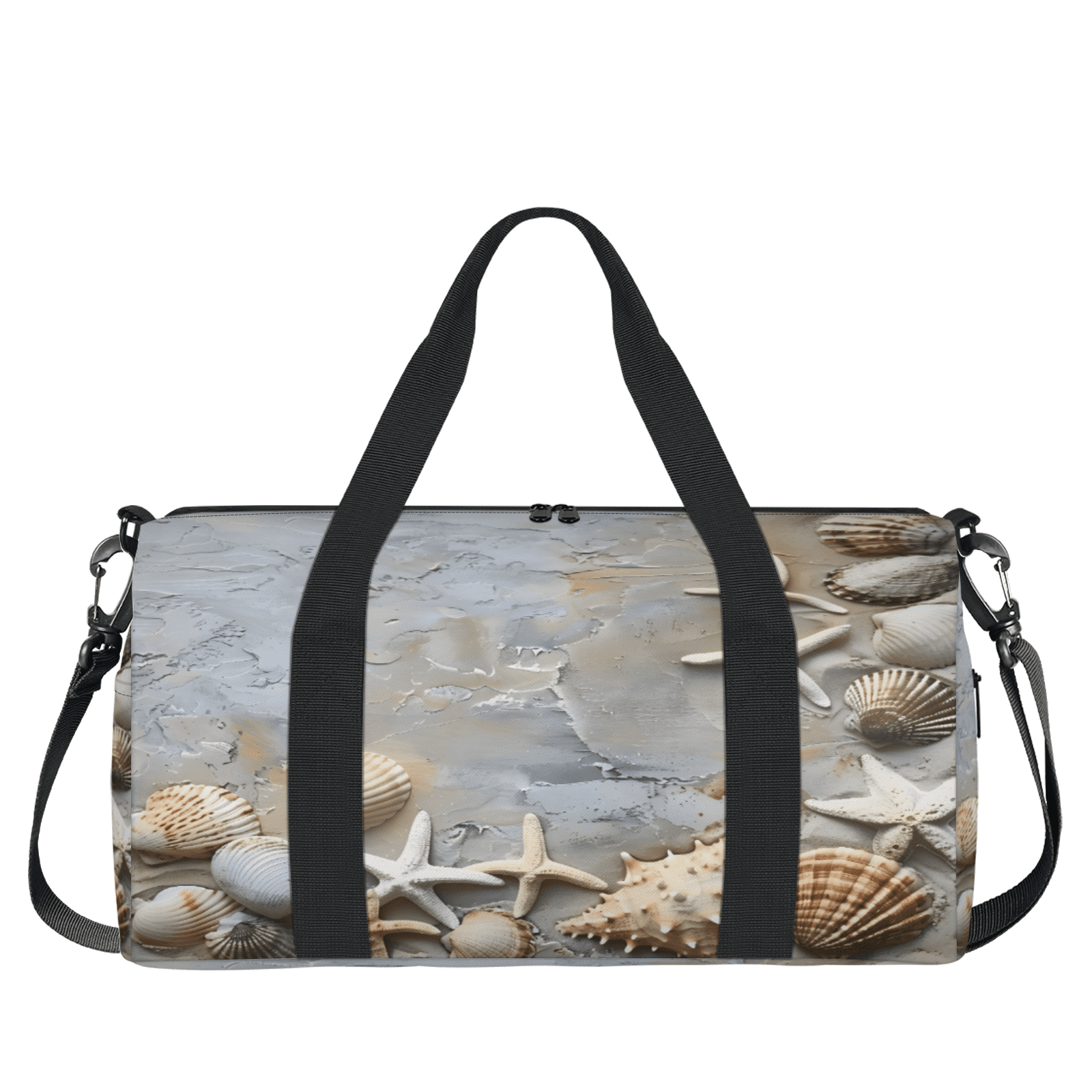 Herdesigns Seashell Starfish Ocean Beach Gym Bag for Women, Duffle Bag for Travel Sport, Lightweight Waterproof Carry on Weekender Overnight Dance Yoga Workout Bags