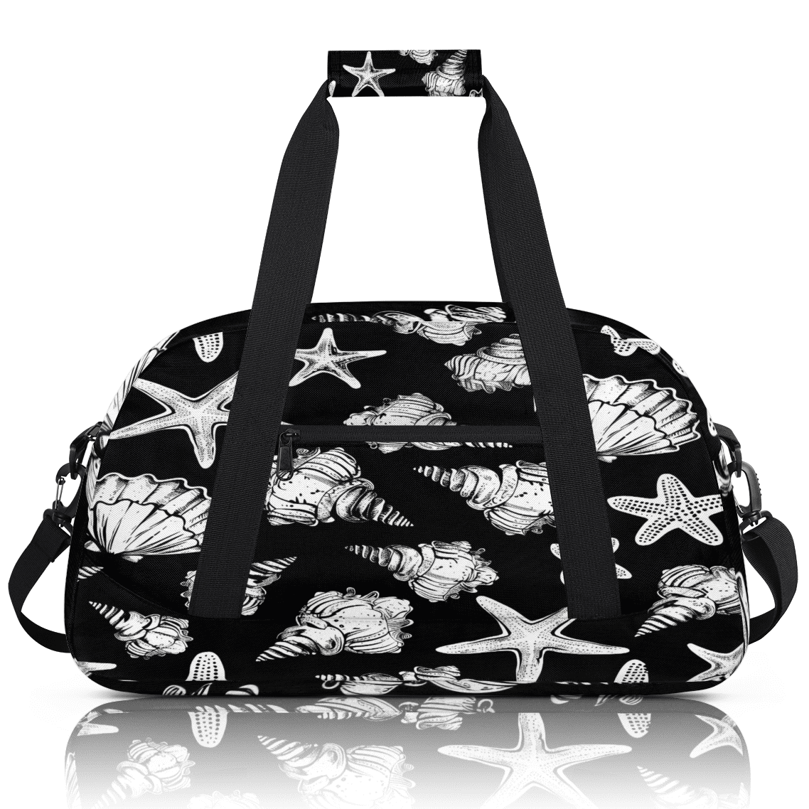 Herdesigns Seashell Starfish Sports Duffle Bag for Women & Men, Gym Bag Dance Bag Overnight Bag Carry On Weekender Travel Bag