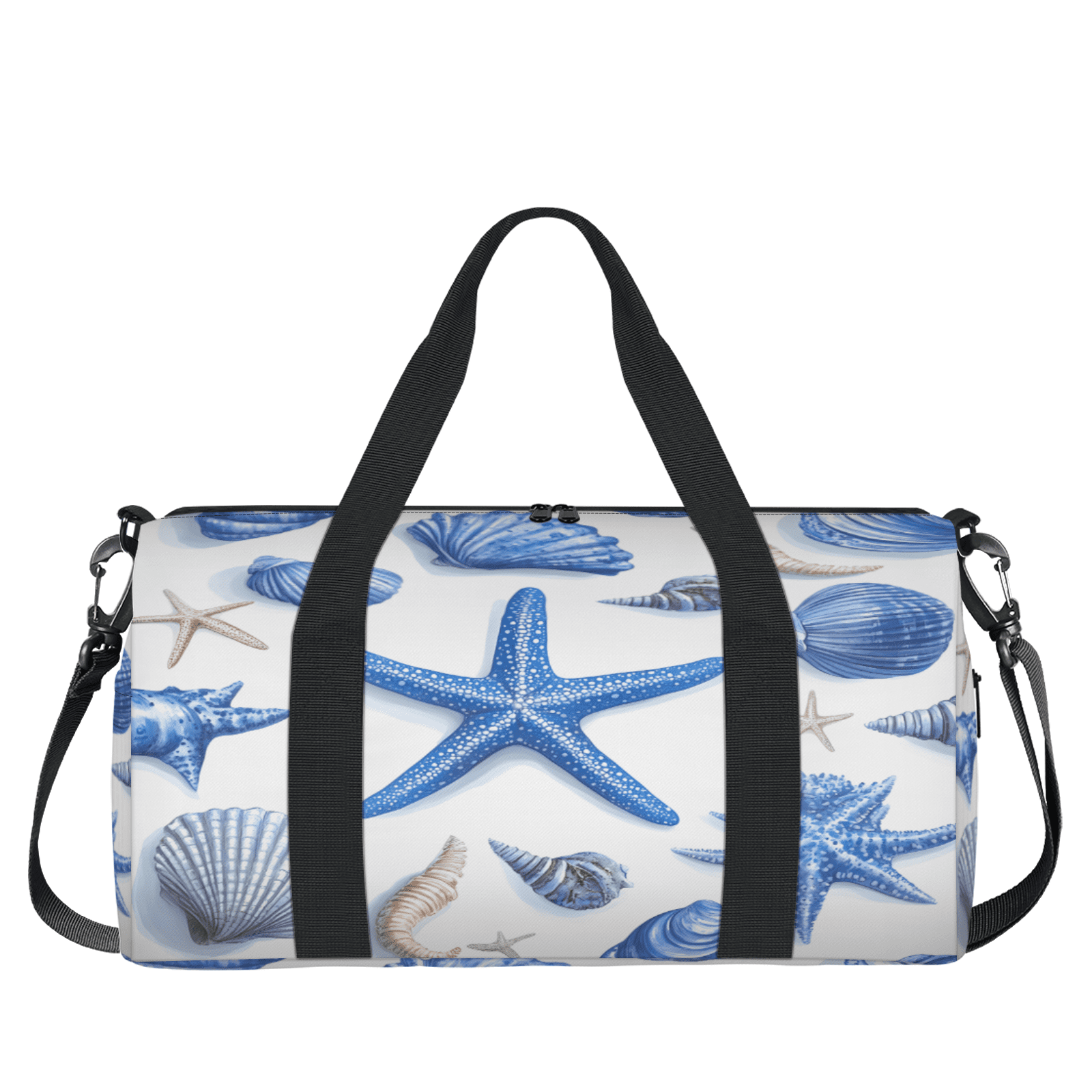 Herdesigns Seashell Starfish Travel Duffle Bag Sports Yoga Weekender Overnight Carry on Workout Bags Lightweight Waterproof Gym Tote Bag for Women Ocean Beach