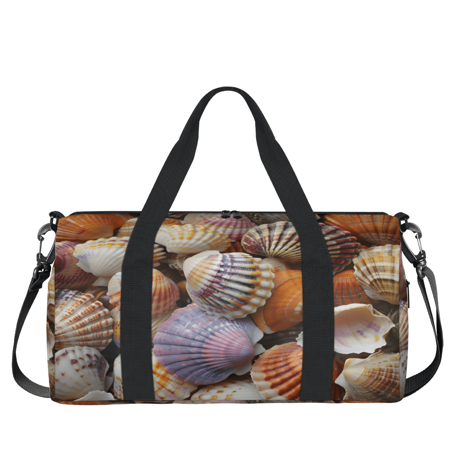 Herdesigns Seashells Beach Themed Gym Bag for Women, Duffle Bag for Travel Sport, Lightweight Waterproof Carry on Weekender Overnight Dance Yoga Workout Bags