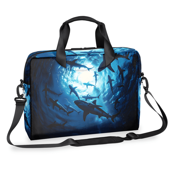 Herdesigns Shark Ocean Sea Laptop Bag for Women Men, Computer Case Briefcase Messenger Bags, 15-15.6 inch Laptop Sleeve Shoulder Bag