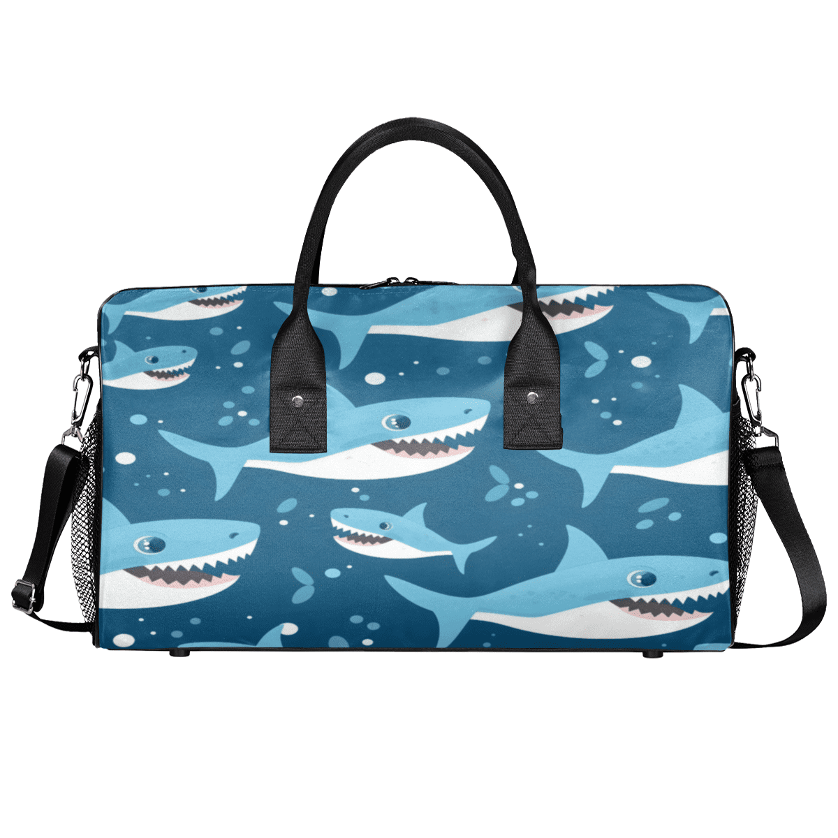Herdesigns Shark Ocean Themed Gym Duffle Bag for Men Women, Travel Sports Bag Waterproof Lightweight Weekend Carry On Tote