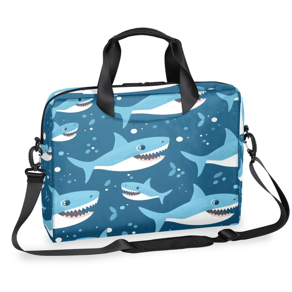 Herdesigns Shark Ocean Themed Laptop Bag for Women Men, Computer Case Briefcase Messenger Bags, 15-15.6 inch Laptop Sleeve Shoulder Bag