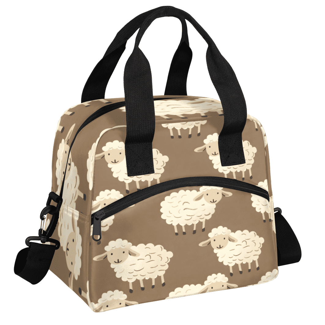 Herdesigns Sheep Insulated Lunch Bag for Women Men Adults Large Reusable Lunch Box Cute Cartoon Leakproof Cooler Tote Bags with Adjustable Shoulder Strap
