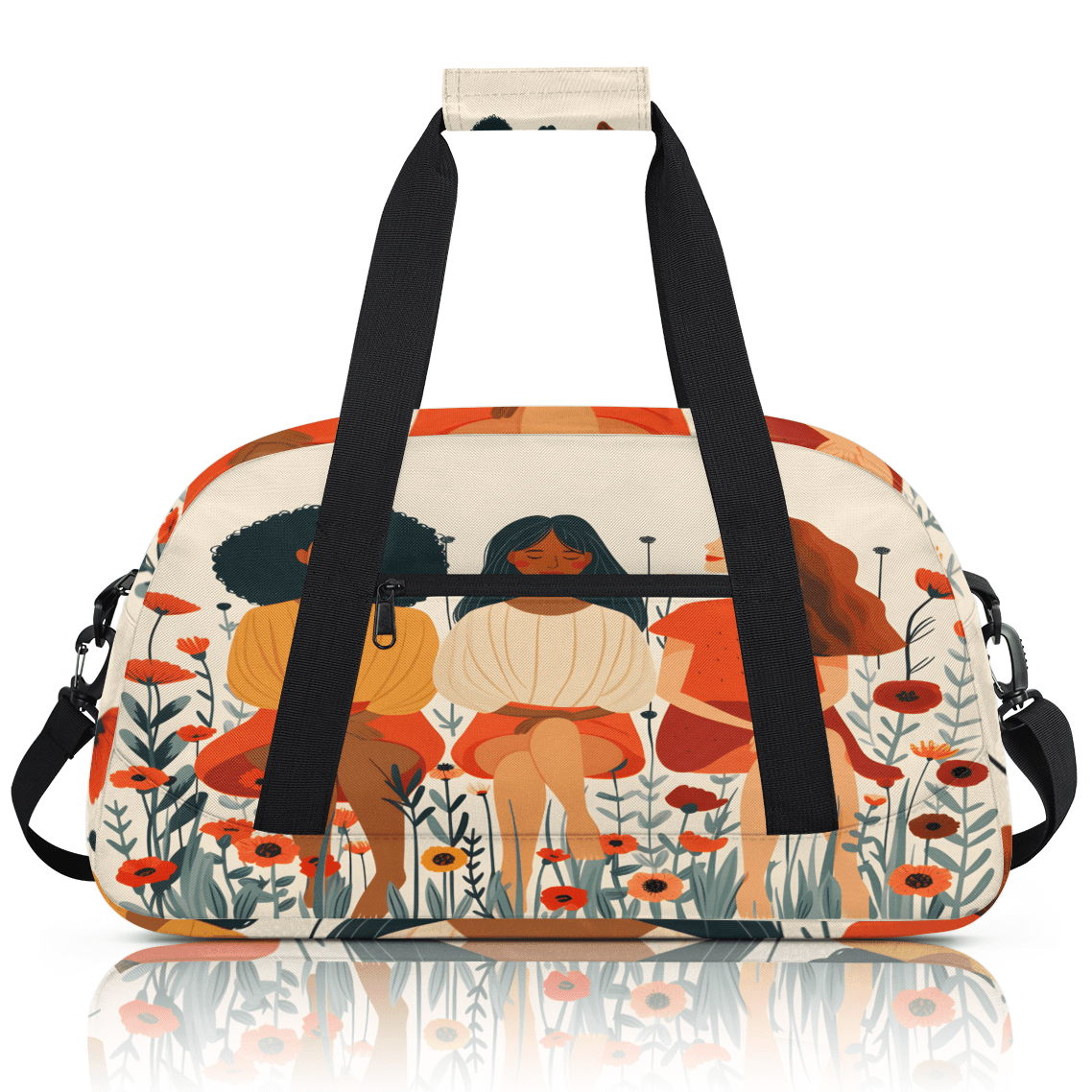 Herdesigns Sisters Theme Sports Duffle Bag for Women & Men, Floral Gym Bag Dance Bag Overnight Bag Carry On Weekender Travel Bag
