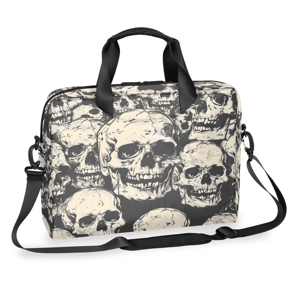 Herdesigns Skeleton Gothic Skull Laptop Bag for Women Men, Computer Case Briefcase Messenger Bags, 15-15.6 inch Laptop Sleeve Shoulder Bag