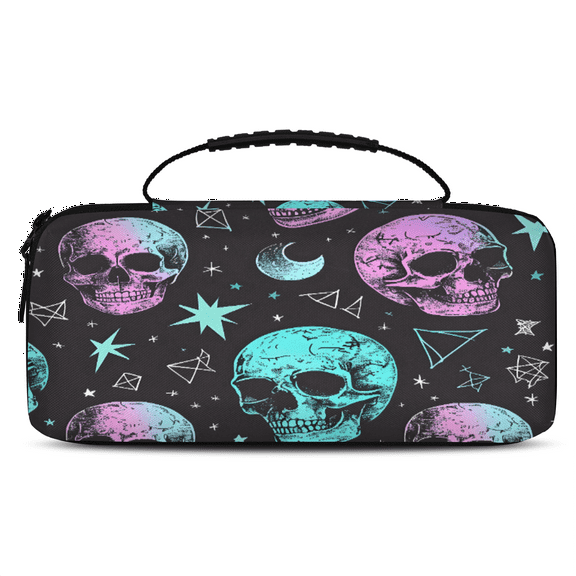 Herdesigns Skull Carry Case Compatible with Nintendo Switch 2017 & Oled 2021, with 20 Game Card Slots, Skeleton Portable Travel Carrying Case Pouch for Accessories & Games