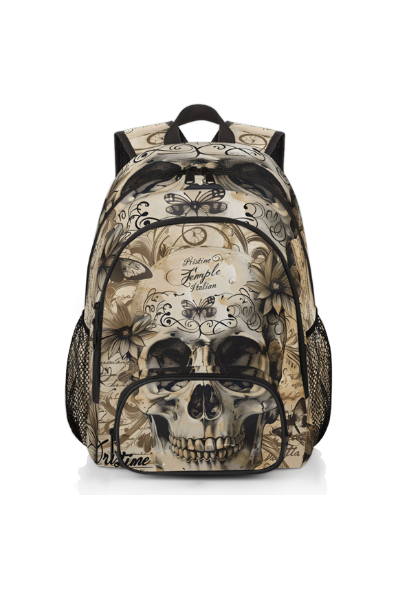 Skull Gothic Laptop Backpack for Women Men, Work Computer Backpacks, 18.3 Inch Large Computer Nurse Teacher Bags Travel Casual Daypack